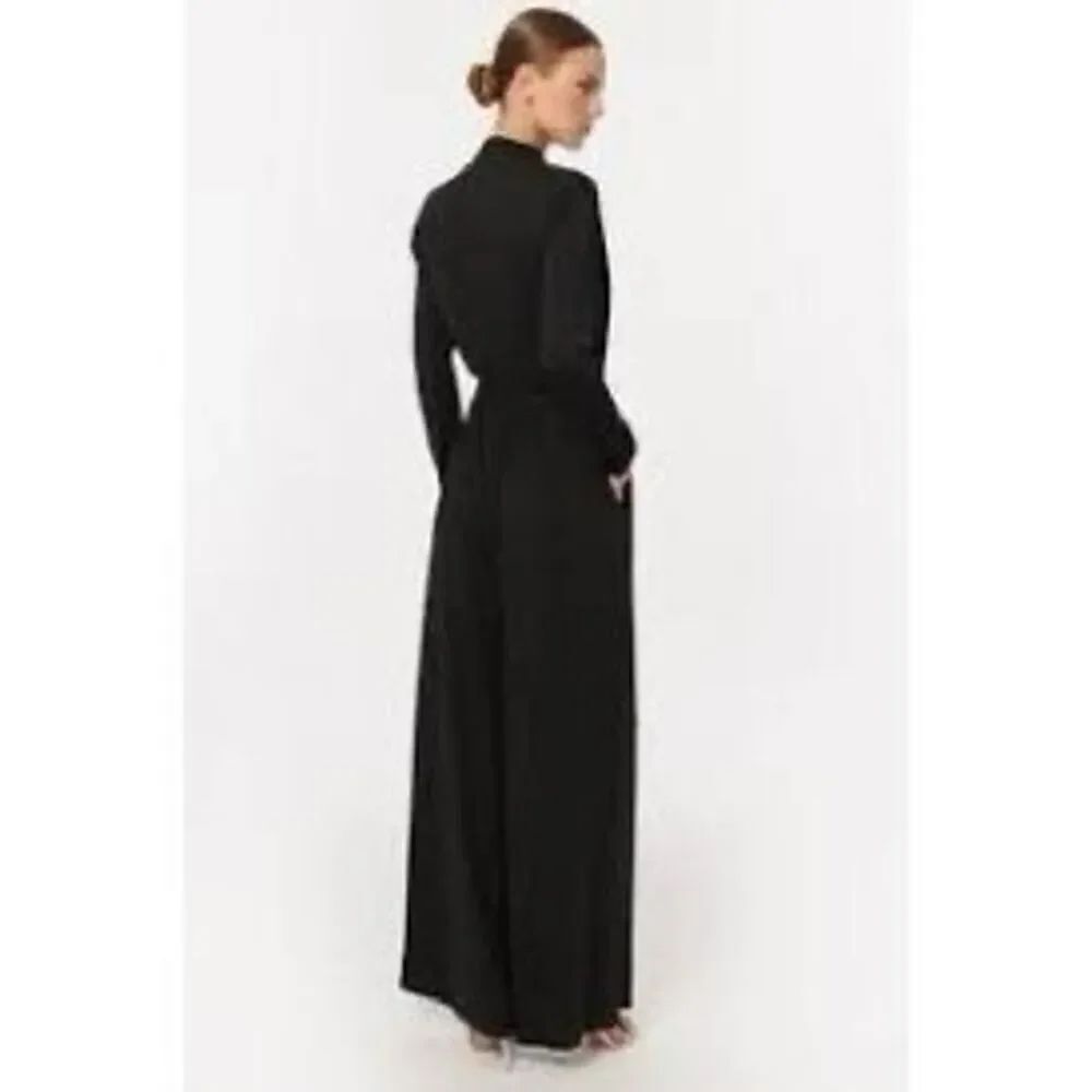 Cami NYC Black Stassi Relaxed High-Waisted Tie Wide Leg Pants Size Medium NWT